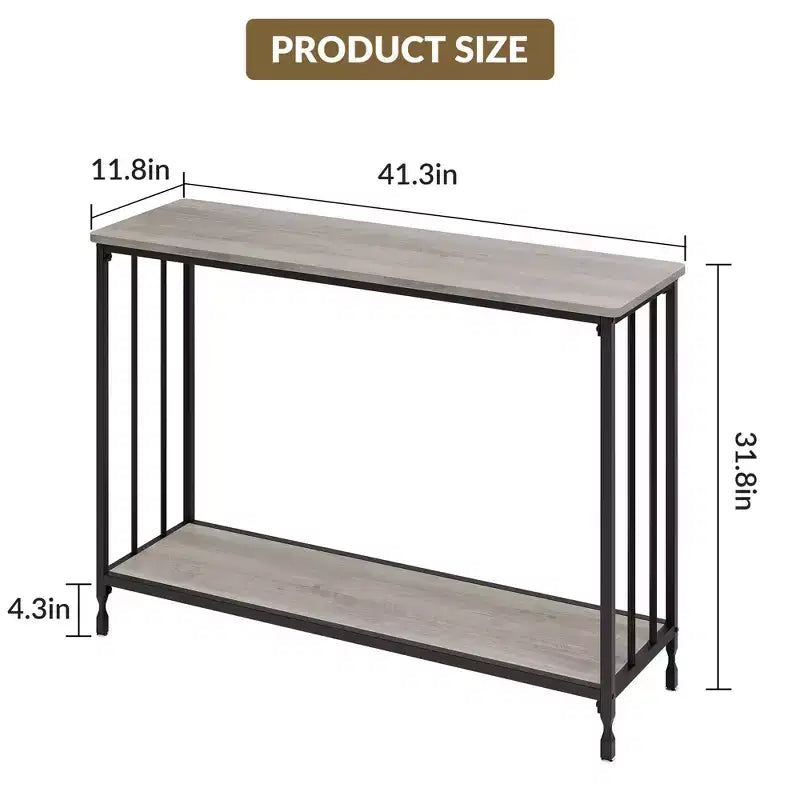 GustoWave Tavolino Console Stretto da 41,5'', Tavolo d'Appoggio per Divano a 2 Ripiani in Legno, Mobile per Ingresso, Soggiorno, Corridoio, Facile Montaggio