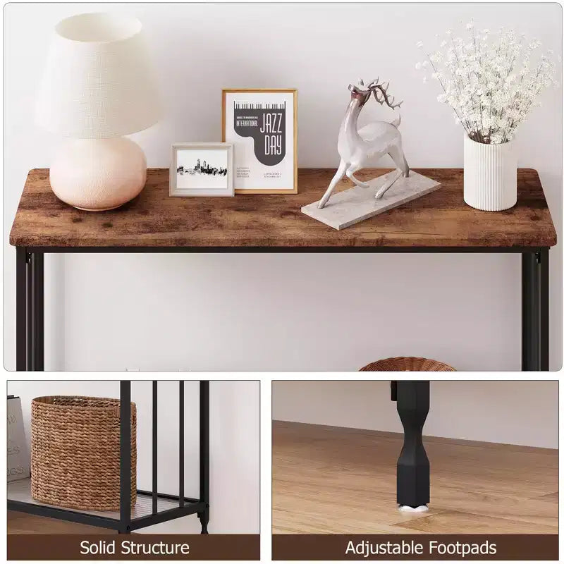 GustoWave Tavolino Console Stretto da 41,5'', Tavolo d'Appoggio per Divano a 2 Ripiani in Legno, Mobile per Ingresso, Soggiorno, Corridoio, Facile Montaggio
