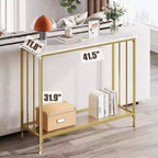 GustoWave Tavolino Console Stretto da 41,5'', Tavolo d'Appoggio per Divano a 2 Ripiani in Legno, Mobile per Ingresso, Soggiorno, Corridoio, Facile Montaggio