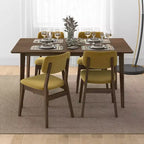 Set di 2 sedie da pranzo in velluto giallo scuro con gambe in legno massello, seduta e schienale imbottiti, sedie laterali senza braccioli per cucina, sala da pranzo o soggiorno