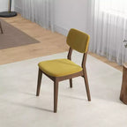 Set di 2 sedie da pranzo in velluto giallo scuro con gambe in legno massello, seduta e schienale imbottiti, sedie laterali senza braccioli per cucina, sala da pranzo o soggiorno