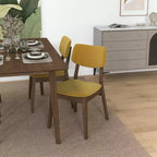 Set di 2 sedie da pranzo in velluto giallo scuro con gambe in legno massello, seduta e schienale imbottiti, sedie laterali senza braccioli per cucina, sala da pranzo o soggiorno