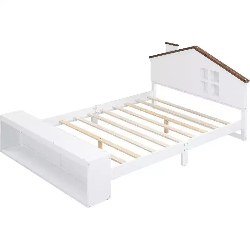 Acekool Letto Matrimoniale con Cassetti Contenitore e Luci a LED, Struttura Piattaforma in Legno, Bianco Moderno, per Cameretta Bambini e Ragazzi