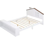 Acekool Letto Matrimoniale con Cassetti Contenitore e Luci a LED, Struttura Piattaforma in Legno, Bianco Moderno, per Cameretta Bambini e Ragazzi
