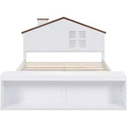 Acekool Letto Matrimoniale con Cassetti Contenitore e Luci a LED, Struttura Piattaforma in Legno, Bianco Moderno, per Cameretta Bambini e Ragazzi