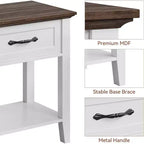 2 Comodini da Salotto, Comodini Rustici con Cassetto e Ripiano, Tavolino da Notte in Legno per Camera da Letto, Ingresso, Bianco