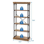Libreria a 5 Ripiani, Scaffale con Struttura in Metallo, Libreria Autoportante, Scaffale Aperto per Camera da Letto, Soggiorno, Ufficio