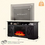 AMERLIFE Mobile TV 63" stile rustico con caminetto da 26", per TV fino a 73", per salotto