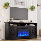 AMERLIFE 63 Farmhouse TV Stand with 26 Fireplace, for TVs up to 73 for Living Room
