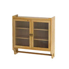 Mobiletto a Muro Okak, Armadietto Contenitore con 2 Ante in Vetro e 3 Ripiani, Credenza per Cucina, Sala da Pranzo
