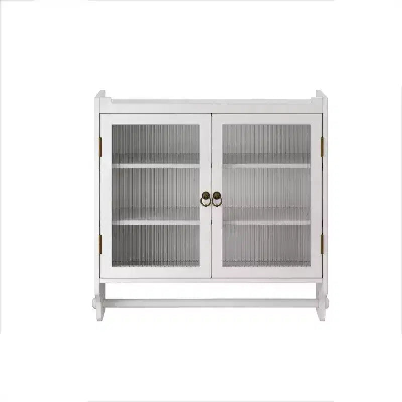 Mobiletto a Muro Okak, Armadietto Contenitore con 2 Ante in Vetro e 3 Ripiani, Credenza per Cucina, Sala da Pranzo