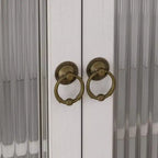 Mobiletto a Muro Okak, Armadietto Contenitore con 2 Ante in Vetro e 3 Ripiani, Credenza per Cucina, Sala da Pranzo