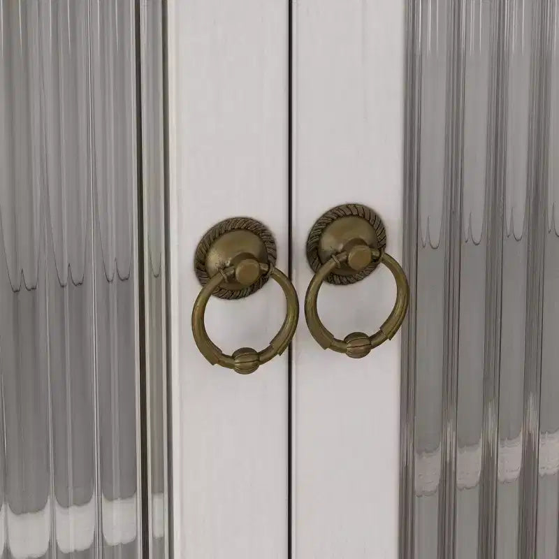 Mobiletto a Muro Okak, Armadietto Contenitore con 2 Ante in Vetro e 3 Ripiani, Credenza per Cucina, Sala da Pranzo