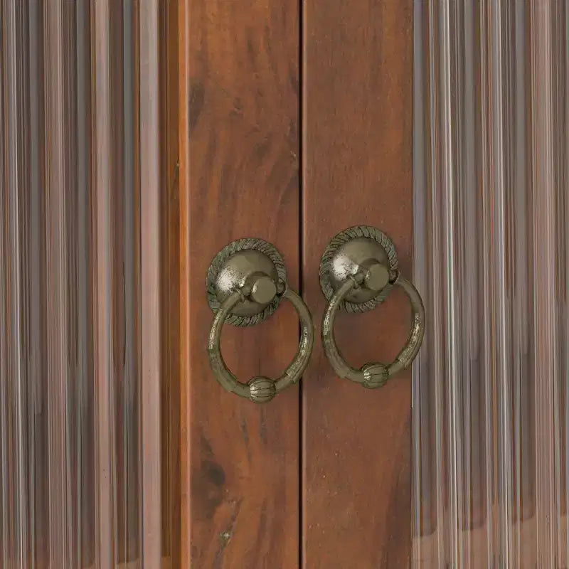 Mobiletto a Muro Okak, Armadietto Contenitore con 2 Ante in Vetro e 3 Ripiani, Credenza per Cucina, Sala da Pranzo