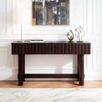 Hostack 52'' Console Table with Storage Drawers and Solid Wood Legs for Living Room and Hallway Entrance, Espresso