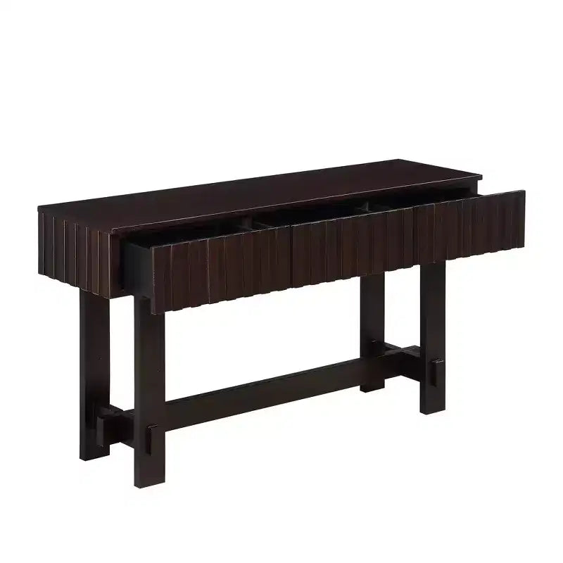 Consolle Hostack da 52'' con cassetti e gambe in legno massello per soggiorno e ingresso, Espresso