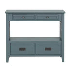 Hostack Tavolo consolle da 36 pollici in legno stile rustico con 4 cassetti e 1 ripiano portaoggetti per ingresso e soggiorno, blu