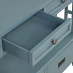 Hostack Tavolo consolle da 36 pollici in legno stile rustico con 4 cassetti e 1 ripiano portaoggetti per ingresso e soggiorno, blu