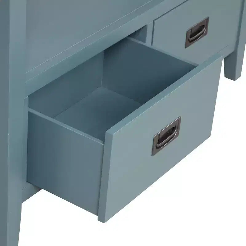 Hostack Tavolo consolle da 36 pollici in legno stile rustico con 4 cassetti e 1 ripiano portaoggetti per ingresso e soggiorno, blu