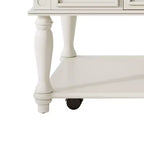 Tavolino da caffè Luxystar Farmhouse con un cassetto, ruote bloccabili e gambe in legno massello per soggiorno, grigio+bianco