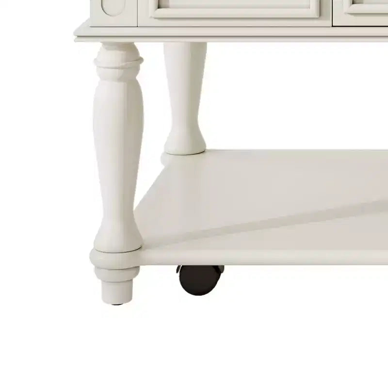 Tavolino da caffè Luxystar Farmhouse con un cassetto, ruote bloccabili e gambe in legno massello per soggiorno, grigio+bianco