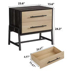 GustoWave Comodino con Cassetti, Comodino Largo 60 cm con Spazio Contenitore, Tavolino in Legno Chiaro con Gambe in Metallo, Comodino Marrone Scuro