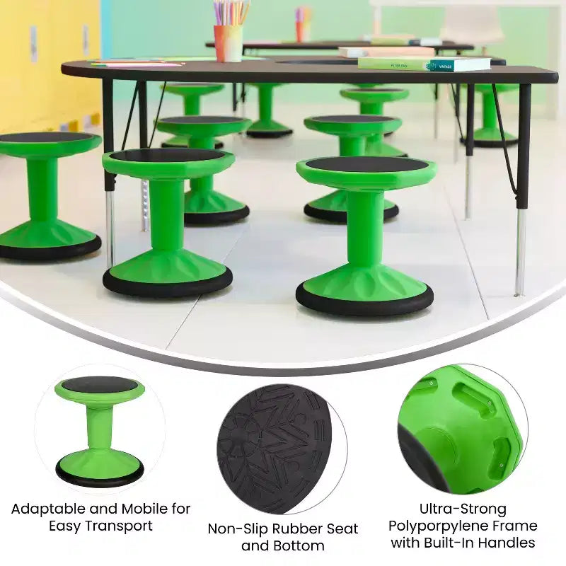 Sgabello Attivo Flessibile per Bambini Flash Furniture Lucas ad Altezza Fissa per Aula e Casa con Base Antiscivolo