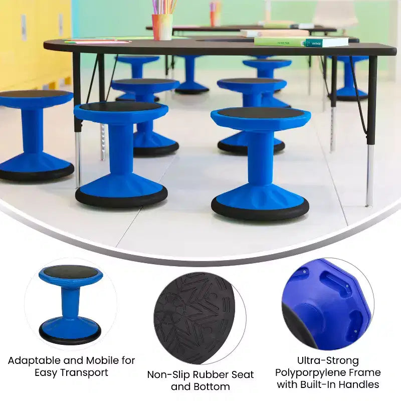 Sgabello Attivo Flessibile per Bambini Flash Furniture Lucas ad Altezza Fissa per Aula e Casa con Base Antiscivolo