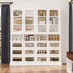 Famapy Multi-Functional Kitchen Cabinet & Pantry,Large - Capacity Food Storage Cabinet with Glass Doors,Easy Organization & Display for Home Kitchen
