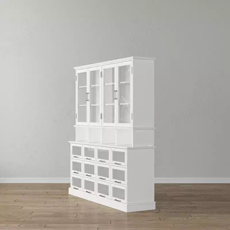Famapy Mobiletto e Dispensa da Cucina Multifunzionale, Grande Capacità per Alimenti con Ante in Vetro, Facile Organizzazione ed Esposizione per la Cucina di Casa