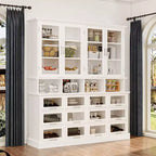 Famapy Mobiletto e Dispensa da Cucina Multifunzionale, Grande Capacità per Alimenti con Ante in Vetro, Facile Organizzazione ed Esposizione per la Cucina di Casa