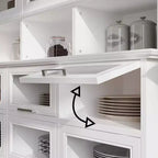 Famapy Mobiletto e Dispensa da Cucina Multifunzionale, Grande Capacità per Alimenti con Ante in Vetro, Facile Organizzazione ed Esposizione per la Cucina di Casa