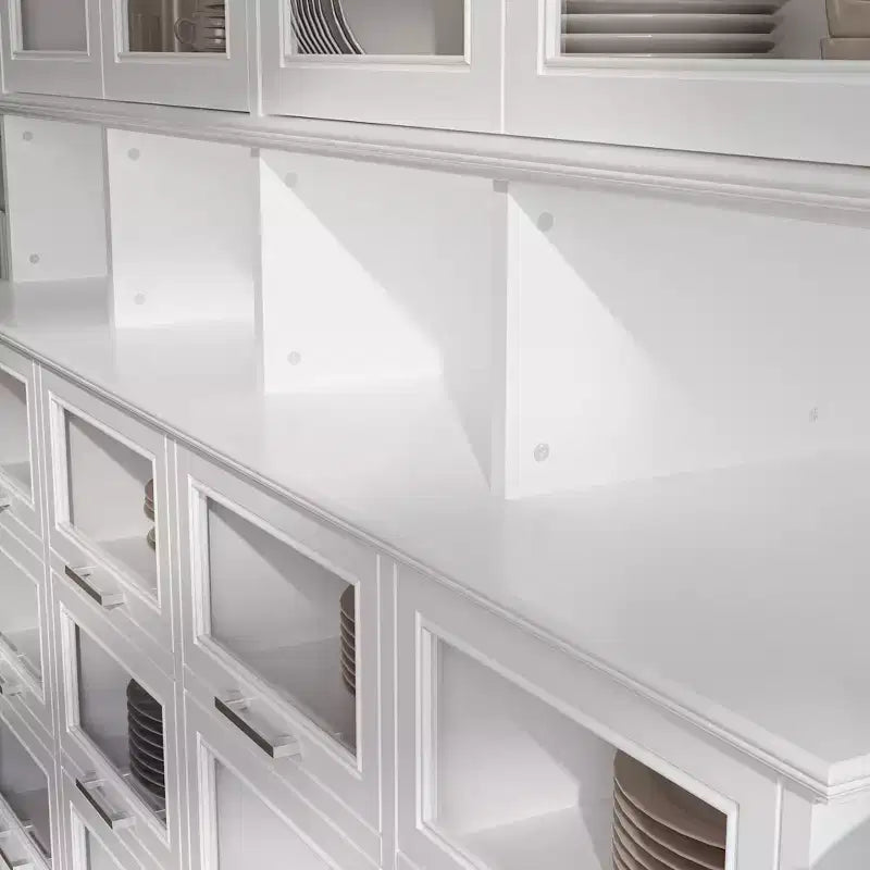 Famapy Mobiletto e Dispensa da Cucina Multifunzionale, Grande Capacità per Alimenti con Ante in Vetro, Facile Organizzazione ed Esposizione per la Cucina di Casa
