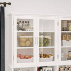 Famapy Mobiletto e Dispensa da Cucina Multifunzionale, Grande Capacità per Alimenti con Ante in Vetro, Facile Organizzazione ed Esposizione per la Cucina di Casa