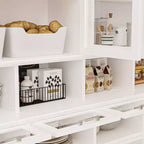 Famapy Mobiletto e Dispensa da Cucina Multifunzionale, Grande Capacità per Alimenti con Ante in Vetro, Facile Organizzazione ed Esposizione per la Cucina di Casa