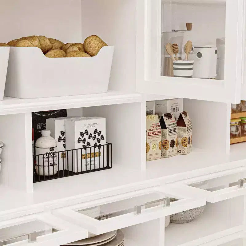 Famapy Mobiletto e Dispensa da Cucina Multifunzionale, Grande Capacità per Alimenti con Ante in Vetro, Facile Organizzazione ed Esposizione per la Cucina di Casa