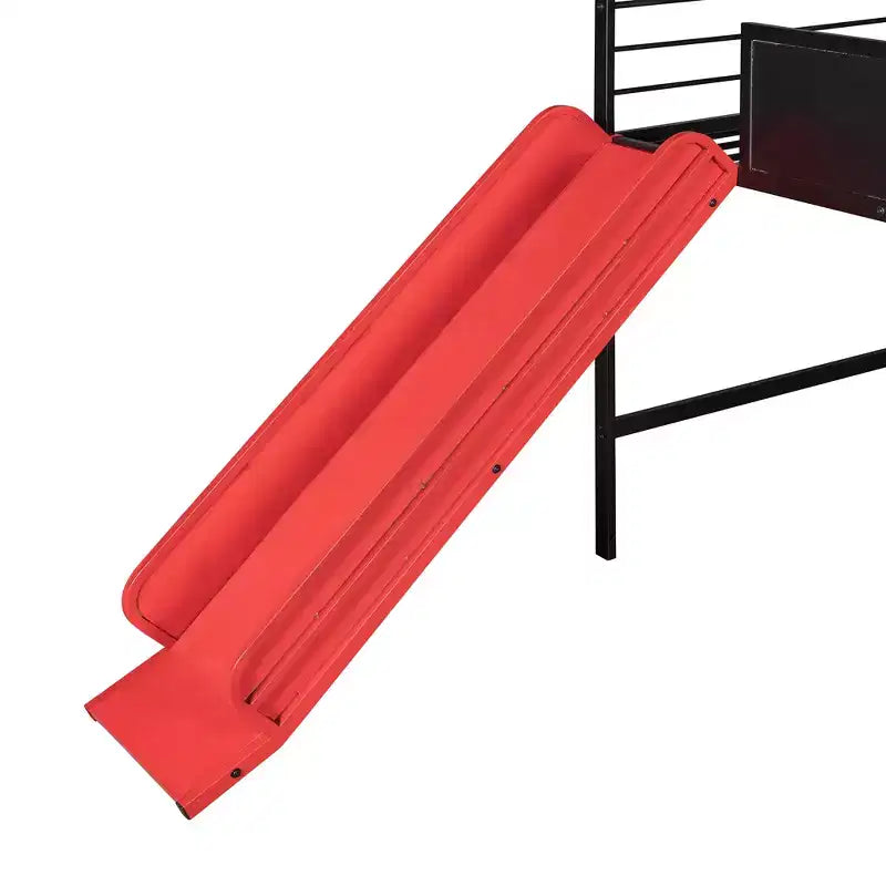 Letto a castello a soppalco con scivolo, letto a casetta in metallo con tetto, letto a soppalco basso con lavagna in legno scrivibile per bambini e ragazzi