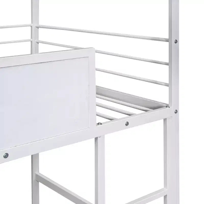 Letto a castello a soppalco con scivolo, letto a casetta in metallo con tetto, letto a soppalco basso con lavagna in legno scrivibile per bambini e ragazzi