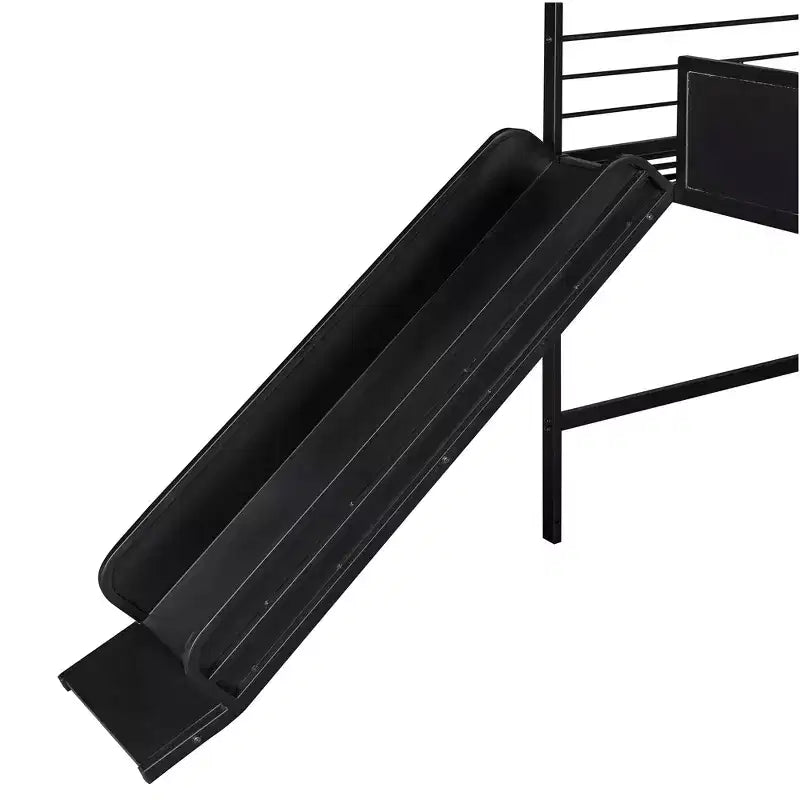 Letto a castello a soppalco con scivolo, letto a casetta in metallo con tetto, letto a soppalco basso con lavagna in legno scrivibile per bambini e ragazzi