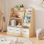SUGIFT Libreria per bambini, mobile contenitore per giocattoli, organizzatore di giocattoli per bambini, testiera libreria, libreria per bambini, bianca