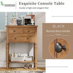 GDFStudio Juliana Tavolo Consolle in Legno Massello con Cassetti Contenitori e Ripiano Inferiore