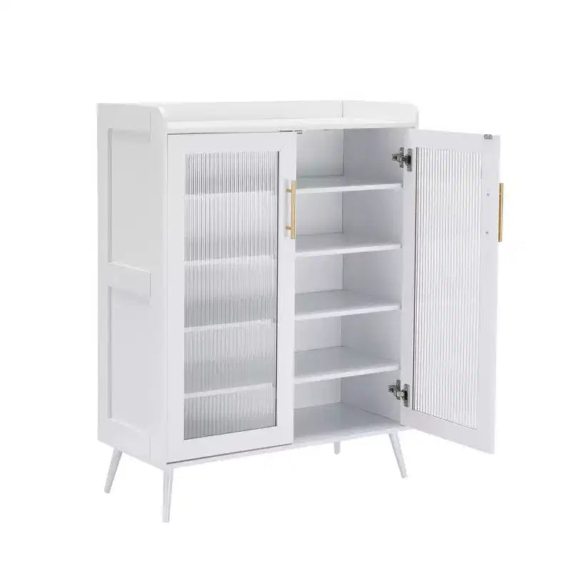 COZONY Shoe Storage Cabinet with Glass Doors, 5-Tier Shoe Cabinet with Sturdy Legs, Entryway Shoe Rack Organizer Cabinet