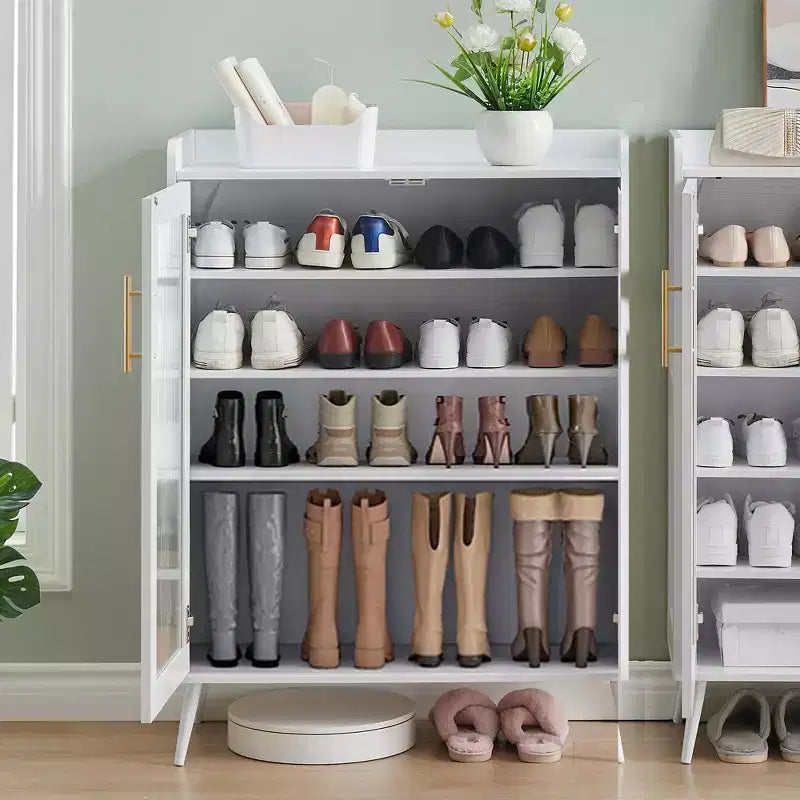 COZONY Scarpiera con Ante in Vetro, Scarpiera a 5 Livelli con Gambe Robuste, Mobile Contenitore per Scarpe da Ingresso