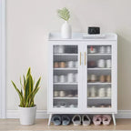 COZONY Scarpiera con Ante in Vetro, Scarpiera a 5 Livelli con Gambe Robuste, Mobile Contenitore per Scarpe da Ingresso