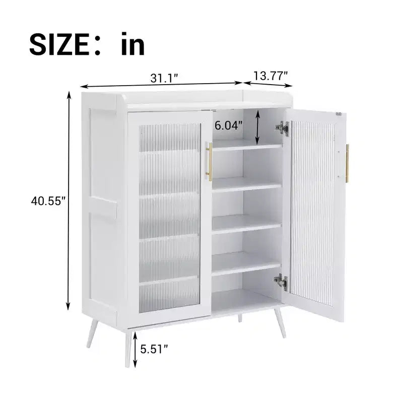 COZONY Scarpiera con Ante in Vetro, Scarpiera a 5 Livelli con Gambe Robuste, Mobile Contenitore per Scarpe da Ingresso
