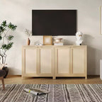 COZONY 34 Madia Buffet in Rattan con Ripiani Regolabili, Credenza Contenitore Freestanding per Sala da Pranzo, Cucina, Corridoio, Arredamento Bohemien