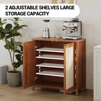 COZONY 34 Madia Buffet in Rattan con Ripiani Regolabili, Credenza Contenitore Freestanding per Sala da Pranzo, Cucina, Corridoio, Arredamento Bohemien