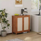 COZONY 34 Madia Buffet in Rattan con Ripiani Regolabili, Credenza Contenitore Freestanding per Sala da Pranzo, Cucina, Corridoio, Arredamento Bohemien
