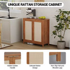 COZONY 34 Madia Buffet in Rattan con Ripiani Regolabili, Credenza Contenitore Freestanding per Sala da Pranzo, Cucina, Corridoio, Arredamento Bohemien