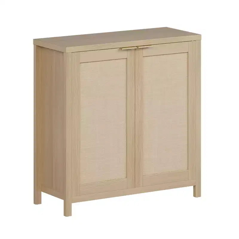 COZONY 34 Madia Buffet in Rattan con Ripiani Regolabili, Credenza Contenitore Freestanding per Sala da Pranzo, Cucina, Corridoio, Arredamento Bohemien